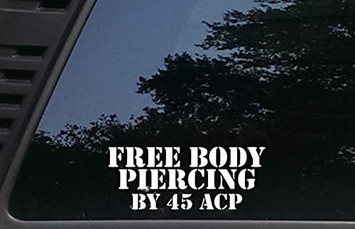 High Elbi Inc Безплатен пиърсинг за тяло от 45 ACP - 7 Vinyl стикер 1/2 x 3 за щанцоване за автомобили, камиони,