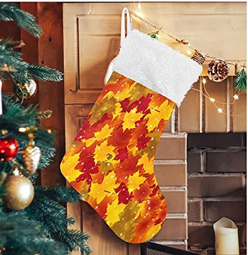 Коледни Чорапи ALAZA, Есенни Листа, Златни Кленов Лист, Класически Персонализирани Големи Чулочные Украса за Семейни