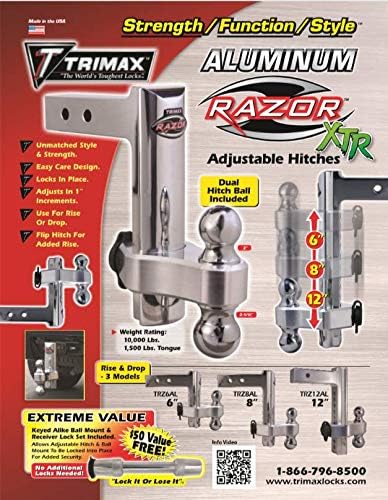 Trimax TRZ8AL 8 Висококачествена Алуминиева Регулируема Сцепка с Двойно сензацията на съединителя и заключващ механизъм