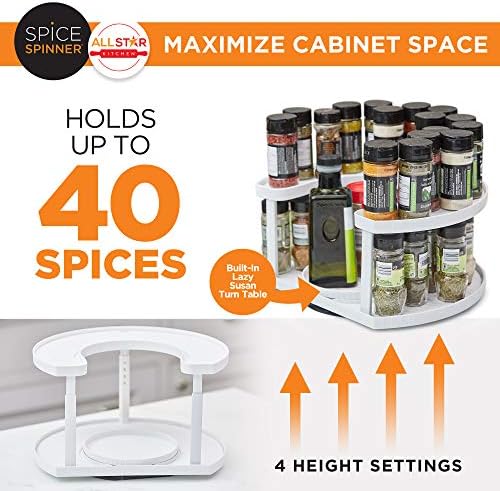 Spice Spinner Двустепенна Органайзер и държач за подправки, който спестява място, запазва всичко внимателно, ефективно