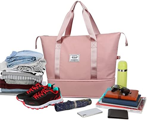 Дамски Пътна спортна чанта NPBAG, Многофункционална Голяма Разтегателни и чанта за носене на седмица, Чанта