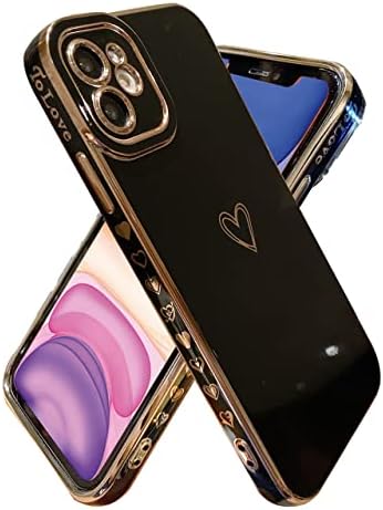 ZSYTZL е Съвместим с калъф за iPhone 12 за жените-момичета, с Хубав Сърце Любов, Луксозен покритие, Пълна защита на камерата,