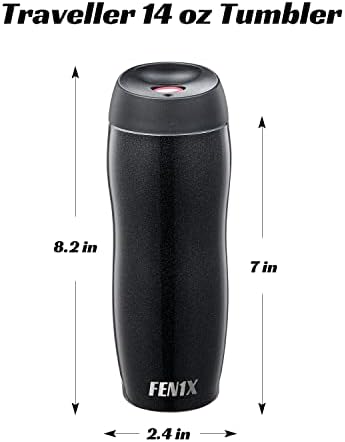 Чаша FEN1X Пътници на 14 грама, пътна кафеена чаша с вакуумна изолация от неръждаема стомана и капак с бутон за бърз