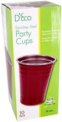 За многократна употреба чаши за партита - 16 унции (10 x) - чаши за Еднократна употреба от неръждаема стомана,