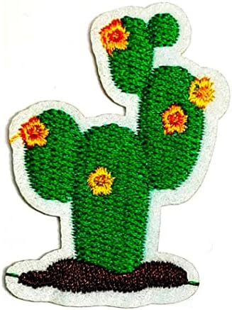 Kleenplus 3 бр. Нашивка с бродерия зелен кактус, тъканно стикер с изображение на Западен пустинен кактус, гали,