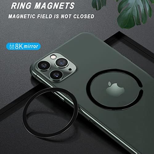 8 бр. Универсална стикер с метален пръстен, съвместима с магнитна безжична зареждане MagSafe iPhone 13 12 Pro Mini Max Samsung Galaxy 2 Стил, изключително тънък комплект за преобразуване