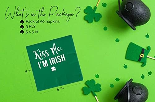 50 Бр Салфетки, Kiss Me, I ' m Irish на Деня на Св. Патрик - 3 слоя, набор от 50 зелени и бели салфетки с трилистниками,