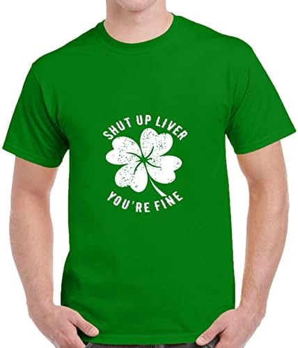 Ризи Happy Saint Purrtrick Day за Мъже Свободен, Намаляване, Тениска с Къс Ръкав, Забавни Върхове С Писмото Принтом, Ежедневни