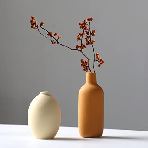 Колекция от керамични Вази Abbittar от 3 броя, Ваза за цветя в стил Минимализъм за домашен интериор в провинциален стил,