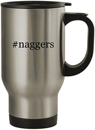 Подарък дрънкулки naggers - Пътна Кафеена Чаша с Хэштегом от Неръждаема Стомана с тегло 14 грама, Сребрист