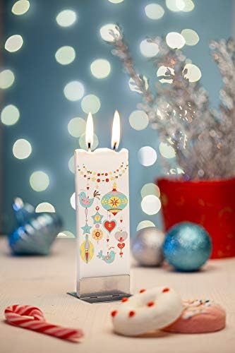 Свещи Flatyz Winter Birds Бяла Свещ - Плосък Декоративна Свещ е ръчно рисувани за Подаръци на жените или на мъжете