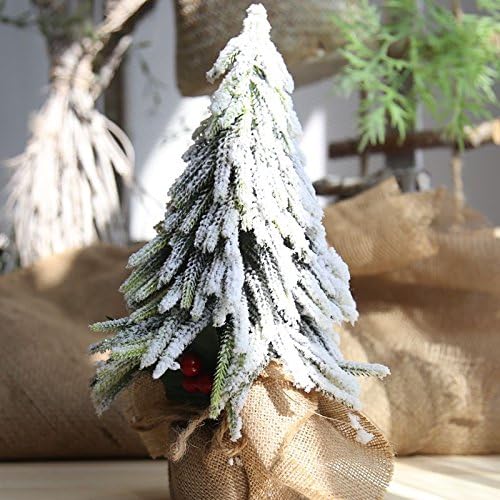 Zereff - 1 бр. Изкуствено Коледно дърво, като Малка Снежна Коледна Бор, 33 см, Коледна Домашна Настолна елха Zereff - Бяла Коледна