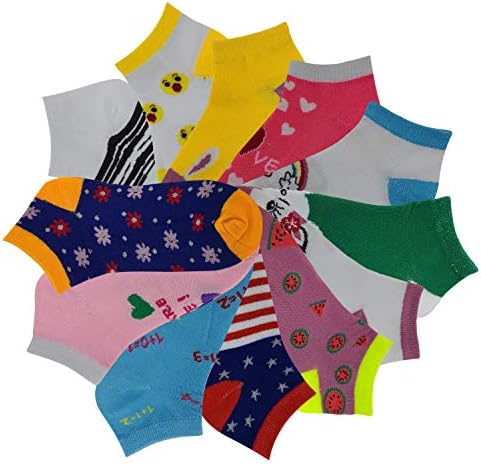 Многоцветни чорапи за момичета Different Touch Ayla в щиколотках и без чорапи, 12 чифта В опаковка