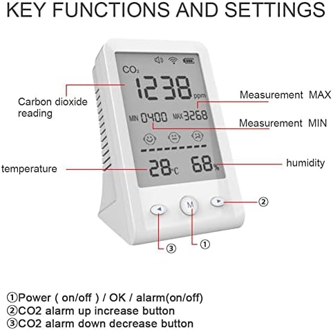 WODMB Термометър CO2 Метър Цифров Датчик за Температура И Влажност Тестер за мониторинг на Качеството на въздуха