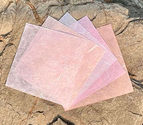 50 Листа Шелковичной хартия 6x6 См Квадратна Хартия за Оригами, Декоративна Хартия, Квадратна Сгъваема Хартия за занаяти собствените си ръце (пастелни Розови тонове)