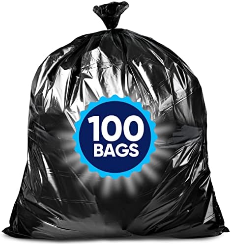 Торби за боклук обем 55-60 литра (цена на опаковка 100 торби с завязками) Големи Черни Външни торби За боклук, много Големи