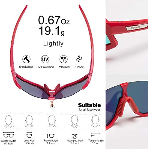PTSOC Поляризирани Спортни Слънчеви Очила за Колоездене на Очила за Мъже Жени Бягане, Пързаляне с Кънки Риболов, Голф, Бейзбол Tr90