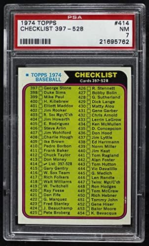 1974 Topps # 414 списък 4 (Бейзболна картичка) PSA PSA 7.00