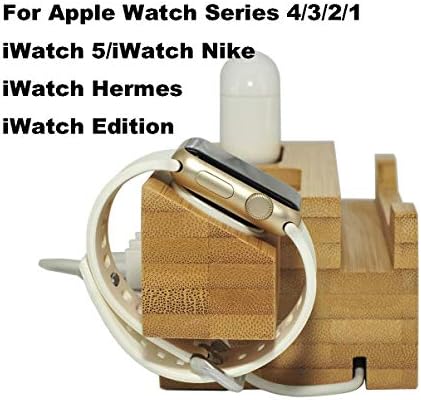 Зарядно устройство BoxThink Поставка за зарядно устройство Apple Watch Airpods, док-станция за зареждане на iphone, Управление на кабел, Дървени зарядно устройство с 3 USB порта, коя?