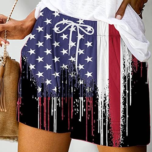 Oplxuo къси Панталони за Жени на САЩ Американски Флаг Патриотични Ежедневни Панталони Деня на Независимостта на