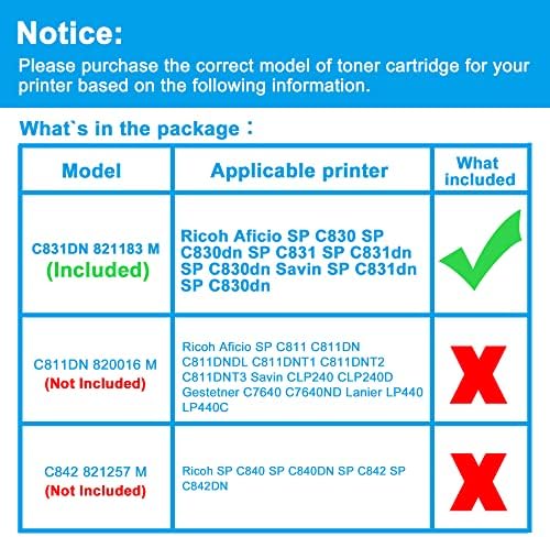 Подмяна на касетата с тонер за принтер, съвместим с LCL, за Ricoh Aficio 821183 821119 SP C830DN C830DNA SP C831DN SP
