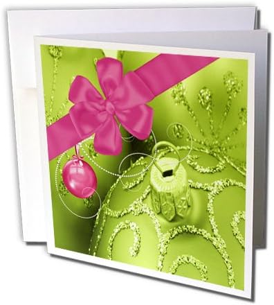 3. Коледна украса зелен цвят, с розов нос - Поздравителни картички, 6 x 6 инча, комплект от 6 (gc_52300_1)