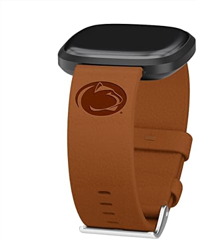Афинитетът Bands Кожена каишка за часовник премиум-клас Penn State Nittany Lions, съвместим с Fitbit Versa
