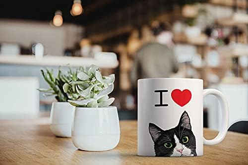MUGBREW I Love Tuxedo Cat Керамични Кафеена Чаша за Tea Cup, 11 ГРАМА