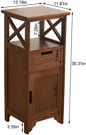 Муфа масичка BECTSBEFF височина 30 сантиметра, Напълно Сглобени Открит шкаф за баня с рафт и място за съхранение, нощно Шкафче, без монтаж, с чекмедже за Спалня-Орех