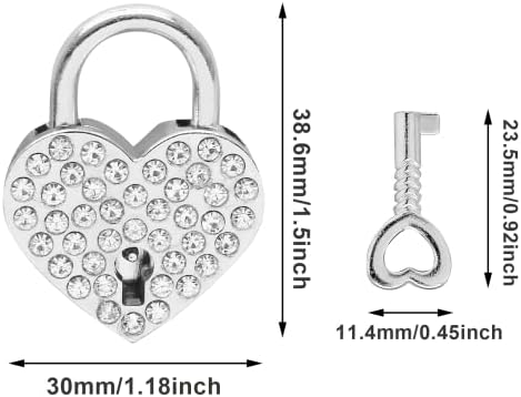 Катинари Waziaqoc във формата На Сърце, Малък Сребърен Окачени Заключване с Ключове, Метални Декоративни Брави