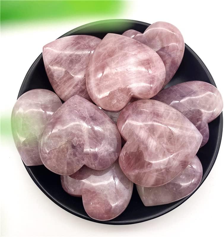 ERTIUJG HUSONG306 1 бр. Натурален Виолетово Розов Кристал във Формата На Сърце Проба Изцеление Полиран Камък Скъпоценни Камъни