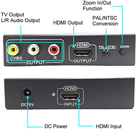 YOTOCAP, HDMI, RCA и HDMI + 3RCA CVBS AV Конвертор HDMI и в Композитен Конвертор Функцията за увеличаване/Намаляване на Композитен Видео, Аудио Адаптер Сплитер Поддръжка на 1080P PAL NTSC з