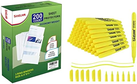 SMELHA screen protectors за листа за 200 страници Маркери 60 Опаковки Флуоресцентно-жълти маркери Съвет стамески