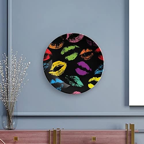 Цвят на Устните Щампи Декоративна Чиния от Костен Порцелан Кръгли Керамични Плочи плавателни съдове с Поставка за
