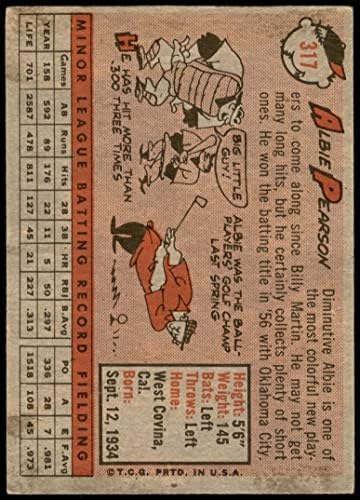 1958 Topps 317 Alby Pearson Вашингтон Сенатърс (Бейзболна картичка) VG+ Сенатърс