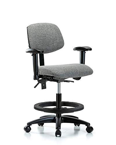 Стол-пейка LabTech за сядане LT42490 Средни размери, Плат, Найлон Основа - Наклон, Подлакътници, Черен Пръстен за крака, Ролки,