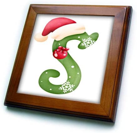 3dRose Сладък Плочки в S-образна рамка със зелена Искряща монограм, украсени за Коледа (ft-371264-1)