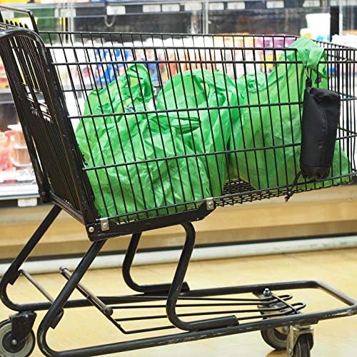 Еко Куфар от Emy с 5 подлежат на повторна употреба на Пакети за пазаруване, чанта за съхранение от моющейся и дишаща мрежа, Цвят Черен С зелен