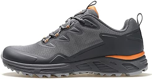 Маратонки AKNHD за мъже, Мъжки обувки за бягане, Спортни Мъжки Ежедневни черни спортни обувки без кожа. (Цвят: сиво-оранжево, Размер: 8)