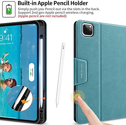 BuKoor iPad Pro 12,9 см 2022/2021/2020/2018 поколение Калъф с притежателя на Apple Молив от Изкуствена кожа Folio Smart