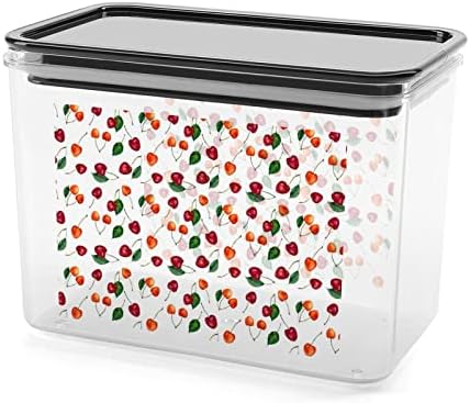 Череша плодове Акварел Пластмасова кутия за съхранение на Контейнери за съхранение на храна с капаци Банка за ориз Строга кофа за организиране на кухня