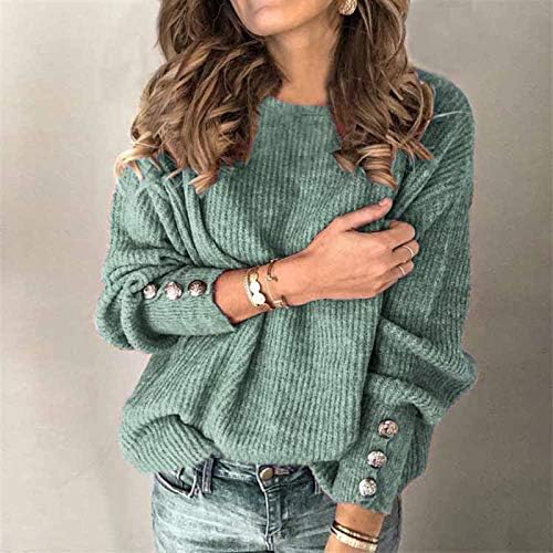 NOKMOPO Блузи, Големи Размери за Жените, Женски Модерен Обикновен Пуловер с кръгло деколте, Топъл Пуловер с Дълъг