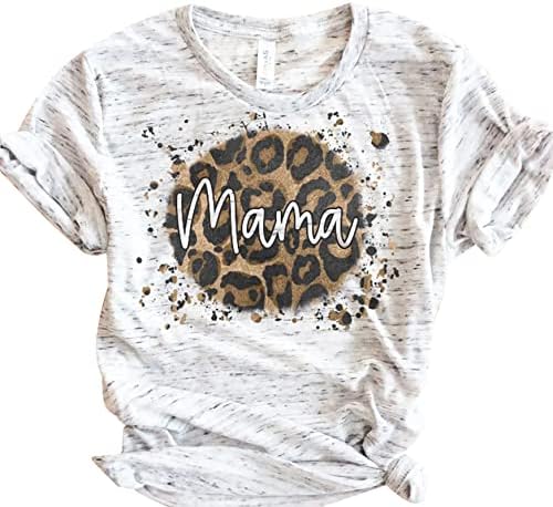 Риза за Мама, Женска Тениска с Леопардовым Принтом, Блузи, Тениски, Ежедневни Тениски с Къс Ръкав, Подаръци за Мама, Топ