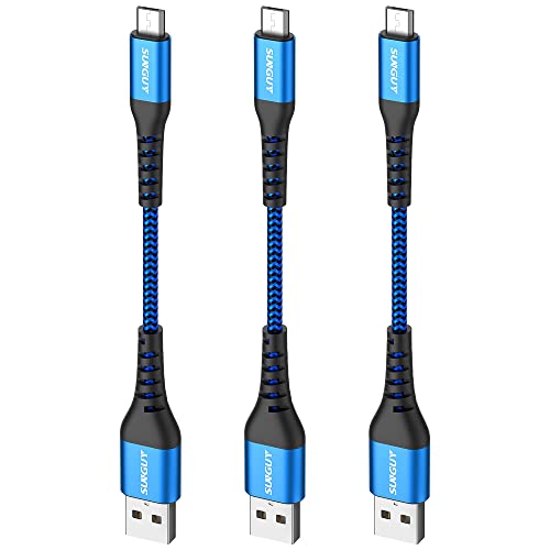 SUNGUY Къс кабел Micro USB и 6 инча [3 опаковки], 0,5 метра 18 W Кабел USB-Micro USB Бързо Зареждане на USB