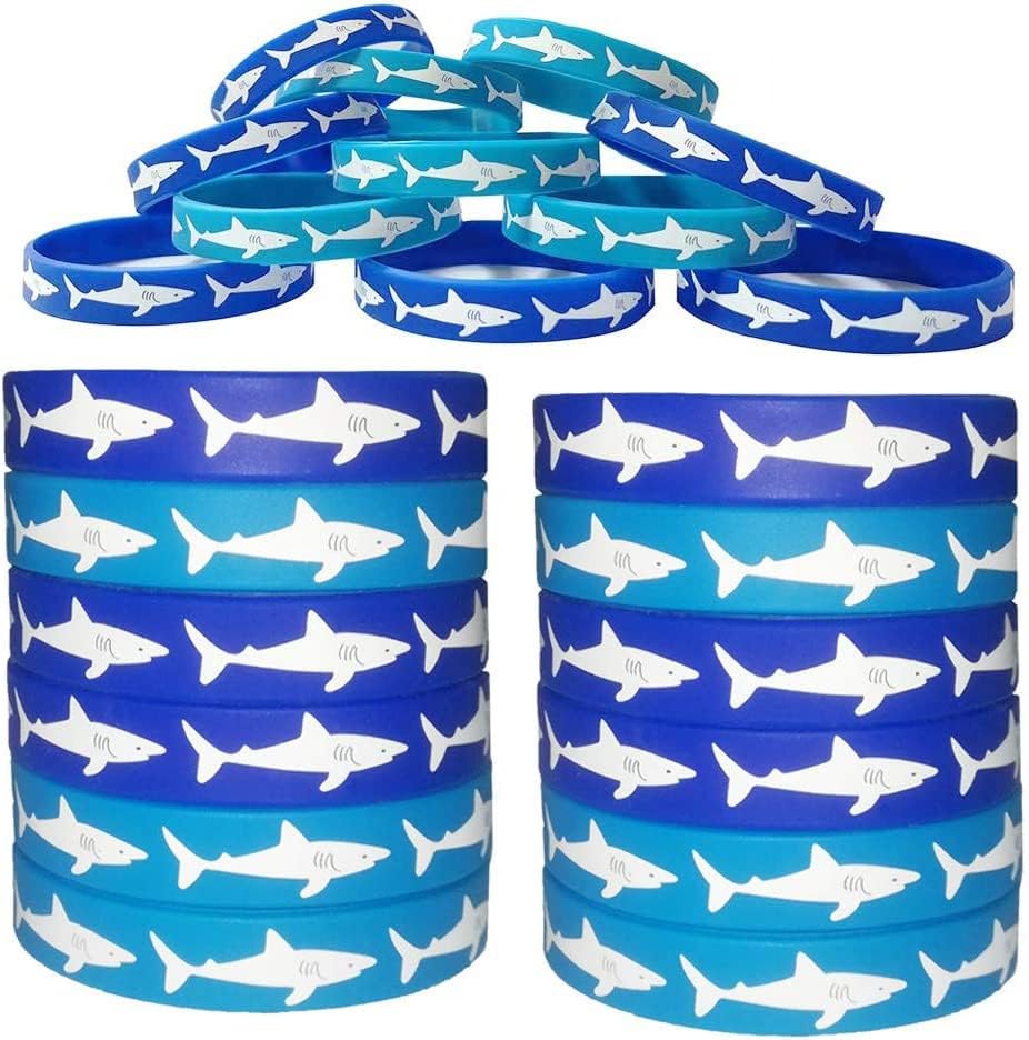 Гумени гривни HADEEONG Shark - Гривни за тематични партита с акули, Детски дрехи, подаръци за рожден Ден - Опаковка от 24