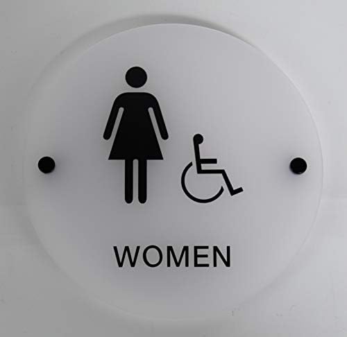 Дизайн на Набор от Знаци за тоалетна ADA Men Women с брайлови и выносными елементи, 9 Кръгла Мат
