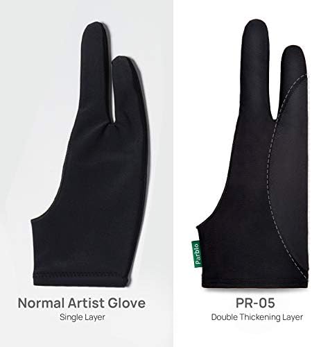 Parblo PR-05 Удебелена Ръкавица за рисуване, Мини ръкавици с два пръста за таблети за рисуване, Графичен монитор, iPad, рисуване
