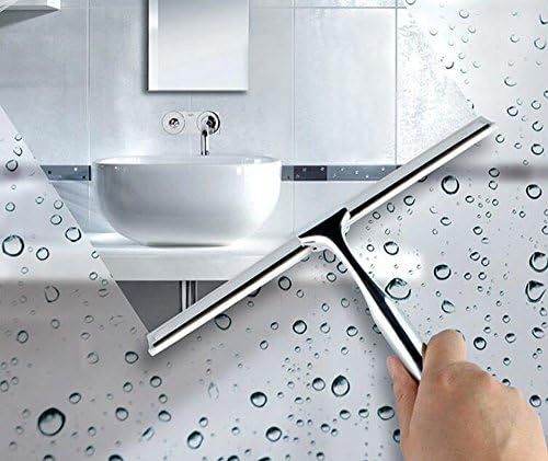Стъргало за душ от неръждаема стомана Qinisi 304, Стъргало за душ с Монтиране на стена, за Почистване на Огледала в Банята, За Почистване на Прозоречни Стъкла, Хромирана