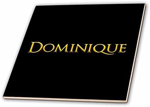 Триизмерно Доминик привлекателно име за момиче в САЩ. Подарък плочки жълт цвят на черен (ct_351362_1)