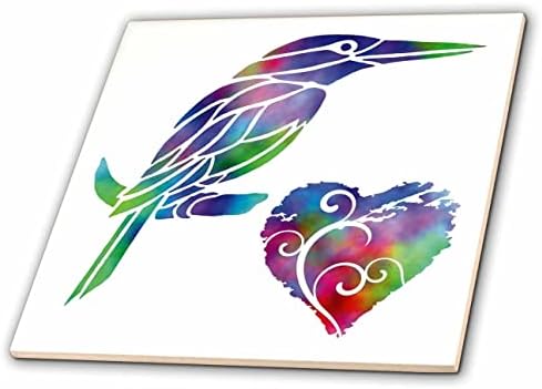 3dRose Love Kookaburra - Боя за сливане с птици Кукабуррой и Закрученным Сърце - Плочки (ct_351916_1)